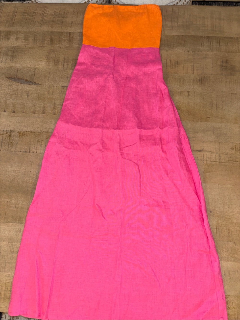 Karlie Boutique Colorblock Linen Bustier Maxi Dress Pink & Orange Small NWT $138 - Picture 5 of 9